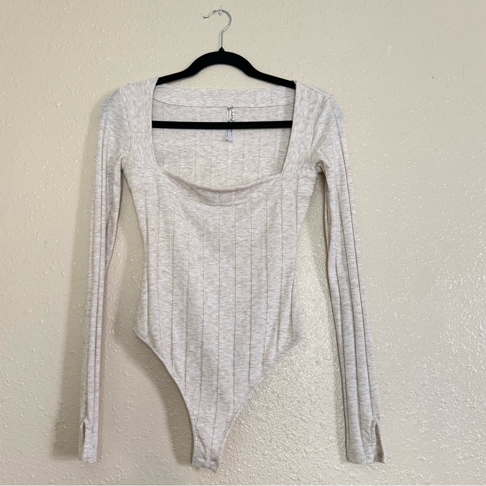 Free People Intimately Oatmeal Knit Bodysuit